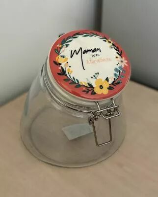 Bocal Verre Maman D15,5 H16,5 Rouge