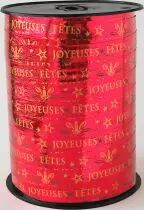 Bolduc Joyeuses Fêtes 10mm x 225m Rouge