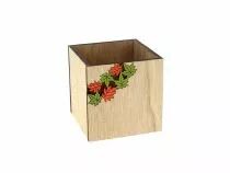Cache Pot Bois Feuille 8,5x8,5 H9 Naturel