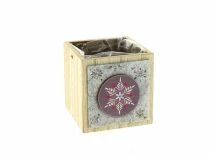 Cache Pot Bois Flocon 7,5x7,5 H8 Gris