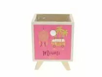 Cache Pot Bois Miami 10x10 H10 Fushia sur Pied