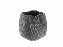 Cache Pot Céramique Bamboo 10,5x10,5 H11,5 Gris