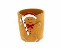 Cache Pot C�ramique Bonhomme Pain d\'Epice D10 H10,5