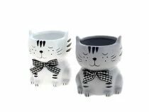 Cache Pot C&eacute;ramique Chat D6 H7,5 ass