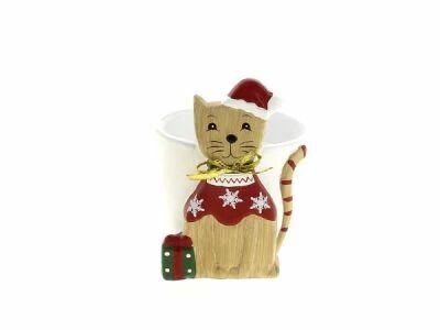 Cache Pot C�ramique Chat D9,5 H9/13