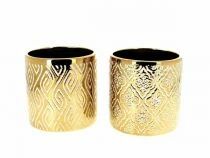 Cache Pot Céramique D13 H12,5 Or ass