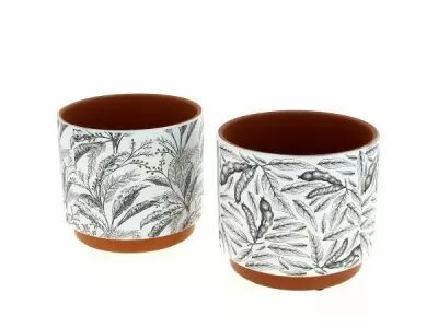 Cache Pot C�ramique D13 H12 Noir/Blanc ass