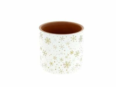 Cache Pot C�ramique Flocon D10 H10 Blanc