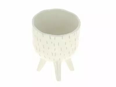Cache Pot C�ramique Inclin� D13,5 H18 Bleu sur pieds
