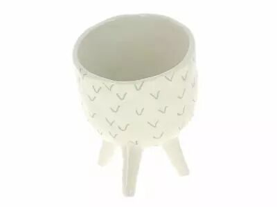 Cache Pot C�ramique Inclin� D13,5 H18 Vert sur pieds