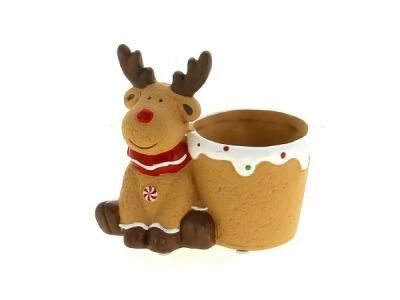 Cache Pot C�ramique Renne D7 H6,5
