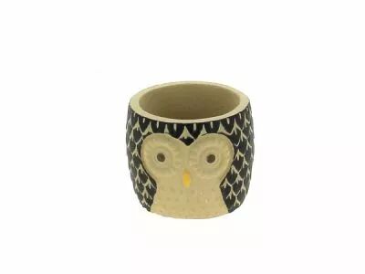 Cache Pot Ciment Chouette D6,5 H6,5 Noir