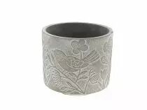 Cache Pot Ciment Oiseaux D11,5 H10,5 Beige