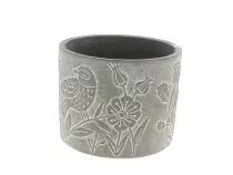 Cache Pot Ciment Oiseaux D14 H13 Beige