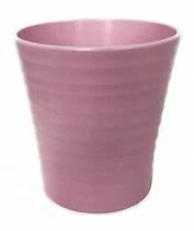 Cache Pot Orchidée Strié D12,5 H13 Rose Pâle