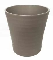 Cache Pot Orchidée Strié D12,5 H13 Taupe Clair Mat