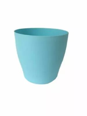 Cache Pot Plastique Rond D11,5 H12 Bleu Pastel