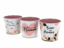 Cache Pot Zinc \ Bonne F&ecirc;te Maman\  D11,5 H9,5 ass
