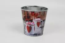 Cache Pot Zinc \ Mugs Coeurs\  D10,5 H10,5