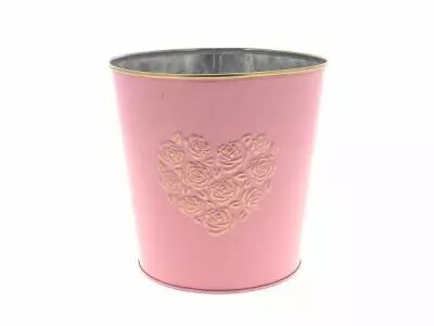 Cache Pot Zinc Coeur D18 H16,5 Rose