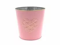 Cache Pot Zinc Coeur D18 H16,5 Rose