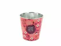Cache Pot Zinc D10,5 H10,5 Rouge + Magnet