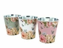 Cache Pot Zinc Fleurs D13,5 H12 ass