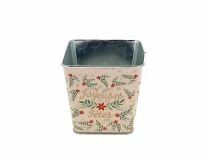 Cache Pot Zinc Joyeuses Fêtes 9x9 H9