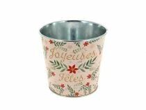 Cache Pot Zinc Joyeuses Fêtes D13 H12