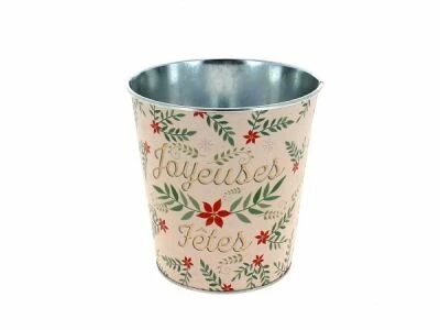 Cache Pot Zinc Joyeuses F�tes D15 H15