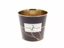 Cache Pot Zinc Rond \ Maison fleurie\  D13 H12 Parme