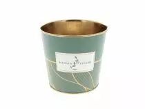 Cache Pot Zinc Rond \ Maison fleurie\  D13 H12 Vert