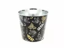 Cache Pot Zinc Rond Houx D13 H12 Noir