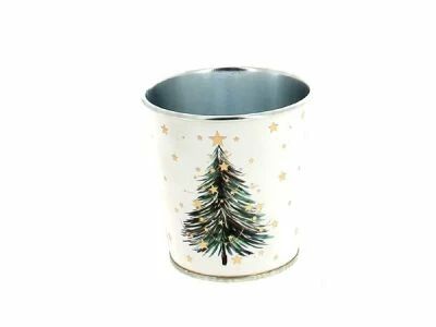 Cache Pot Zinc Sapin D11 H11 Blanc