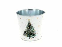 Cache Pot Zinc Sapin D13,5 H12 Blanc