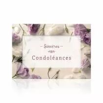 Carte Voeux Fleur de Fleur \ Sincères Condoléances\  ( x 10 )
