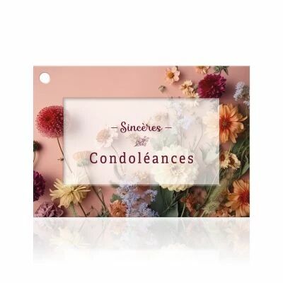 Carte Voeux Fleur de Fleur \ Sinc�res Condol�ances\  ( x 10 )