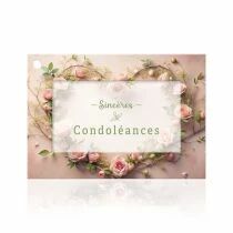 Carte Voeux Fleur de Fleur \ Sinc&egrave;res Condol&eacute;ances\  ( x 10 )