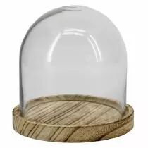 Cloche Verre D10 H10 sur Plateau Bois