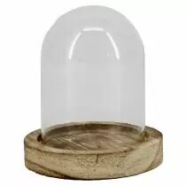 Cloche Verre D6 H8 sur Plateau Bois