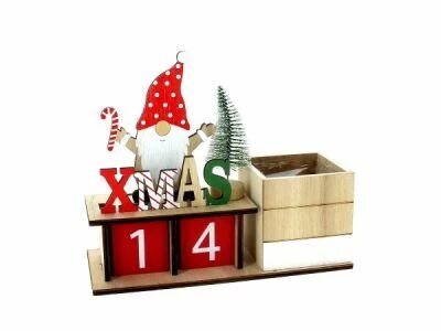 D�co Bois Calendrier No�l 22x9 H18,5 Naturel