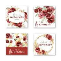 Etiquettes Voeux Quatro \ Anniversaire\  ( 4 x 125 )