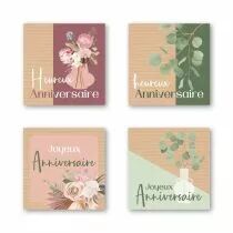 Etiquettes Voeux Quatro \ Anniversaire\  ( 4 x 125 )