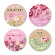 Etiquettes Voeux Quatro \ Anniversaire\  ( 4 x 125 )