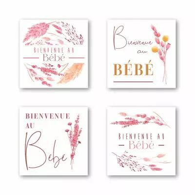 Etiquettes Voeux Quatro \ Bienvenue au B�b�\  ( 4 x 125 )