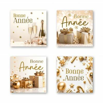 Etiquettes Voeux Quatro \ Bonne Ann�e\  ( 4 x 125 )