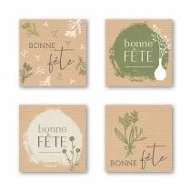 Etiquettes Voeux Quatro \ Bonne Fête\  ( 4 x 125 )