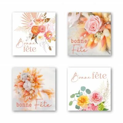 Etiquettes Voeux Quatro \ Bonne F�te\  ( 4 x 125 )