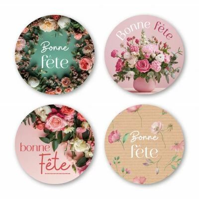Etiquettes Voeux Quatro \ Bonne F�te\  ( 4 x 125 )