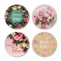 Etiquettes Voeux Quatro \ Bonne F&ecirc;te\  ( 4 x 125 )